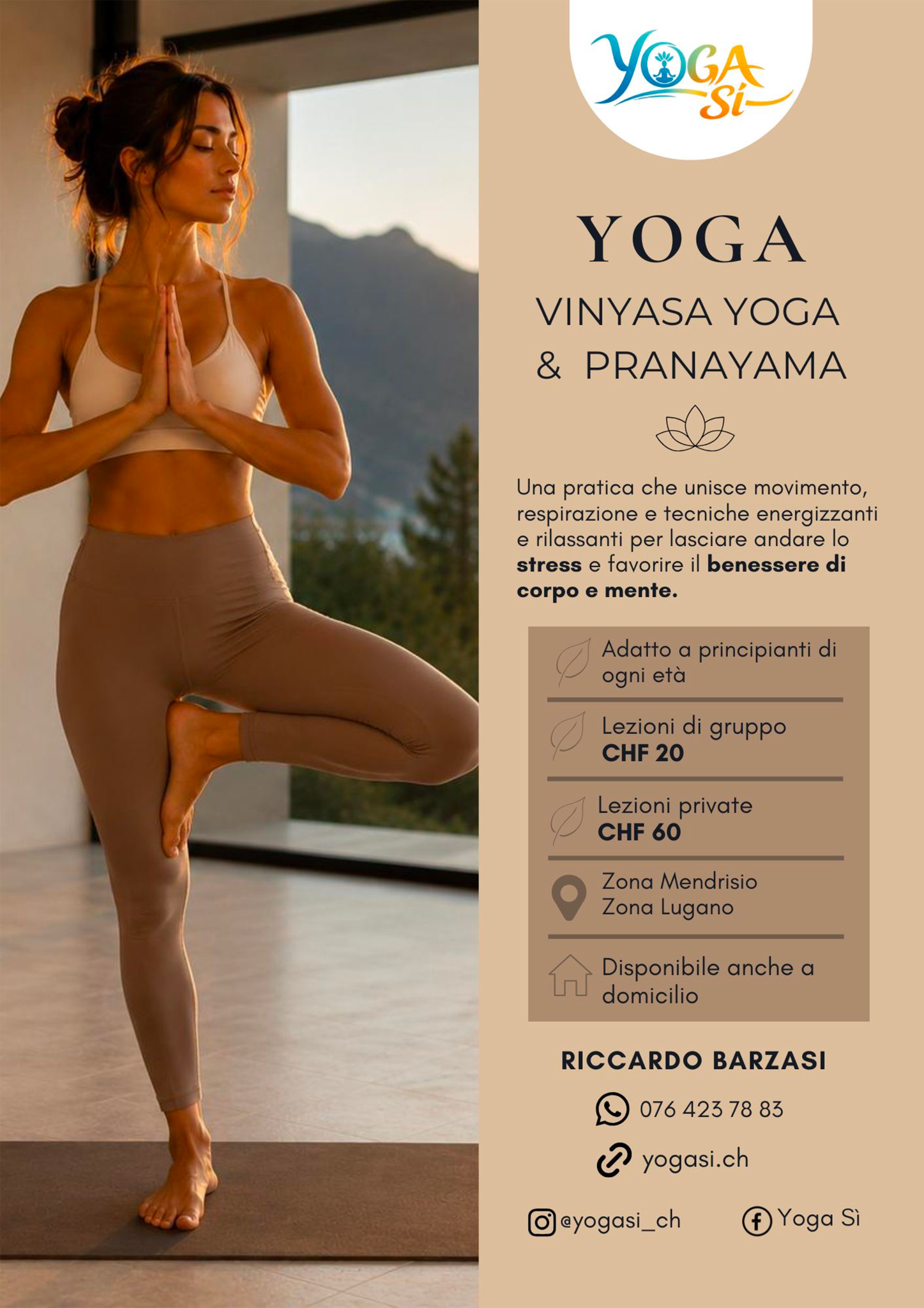 Locandina Yoga Sì Vinyasa Yoga e Pranayama